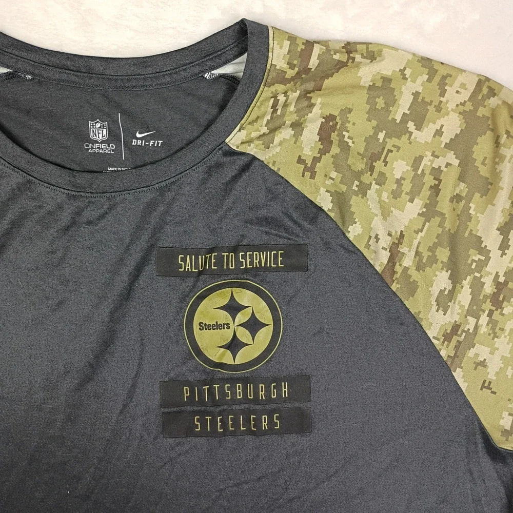 Nike Pittsburgh Steelers Salute to‎ Service Camo Dri-Fit Shirt Mens XXL Grey
